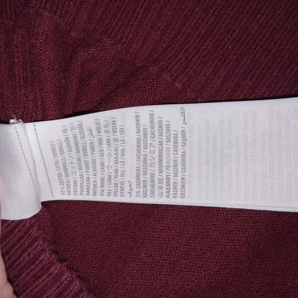 Abercrombie & Fitch Mens Muscle V-Neck Sweater Sz M /Burgundy/Cashmere Blend - Picture 11 of 11